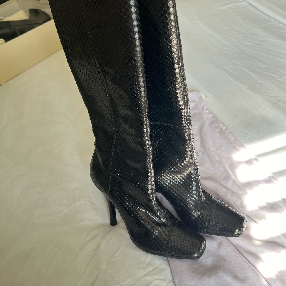 Jimmy Choo Python Knee-High Boots Black 37.5 - image 3